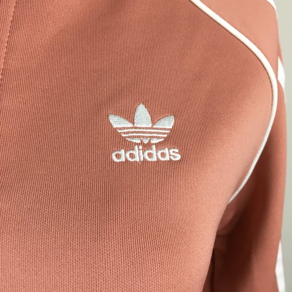 ADIDAS Dark Peach White Firebird Logo Embroidery Zip Pockets Track Jacket - Picture 7 of 16